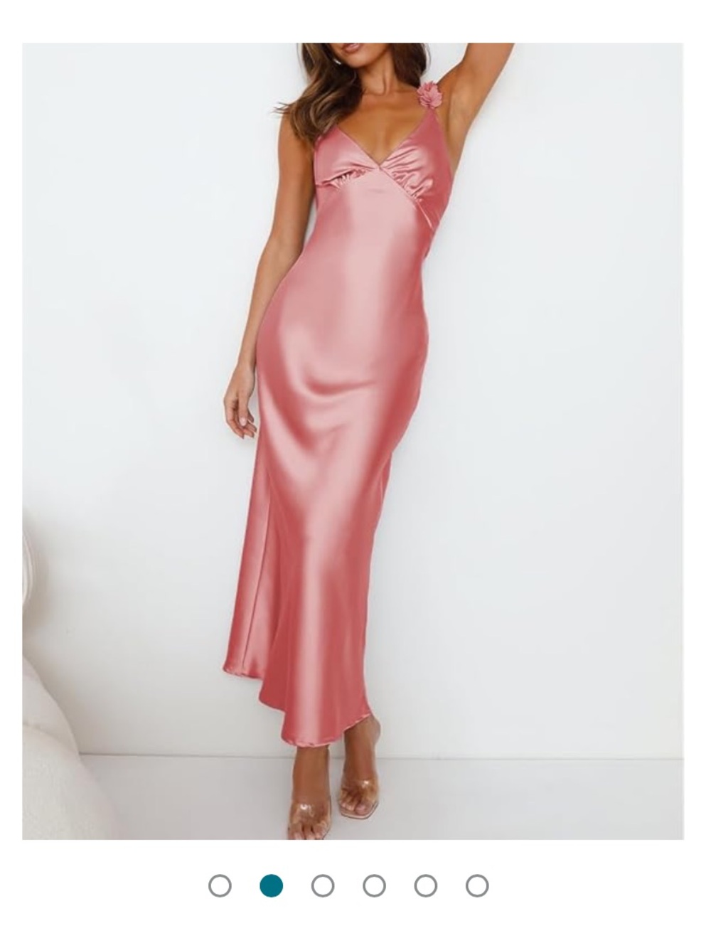 Satin Slip Maxi Dress in Rose Pink